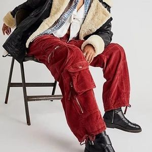Free People Last Time corduroy cargo pants - red - Sz 2